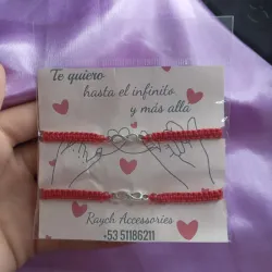 Pulseras tejidas infinito rojo