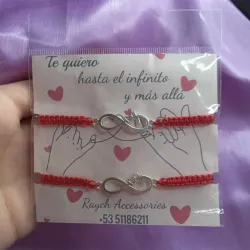 Pulseras tejidas infinito rojo