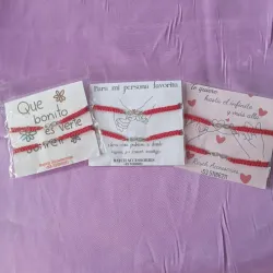 Pulseras tejidas infinito rojo