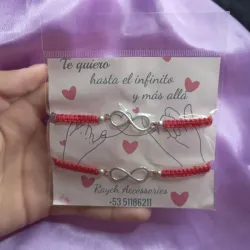 Pulseras tejidas infinito rojo