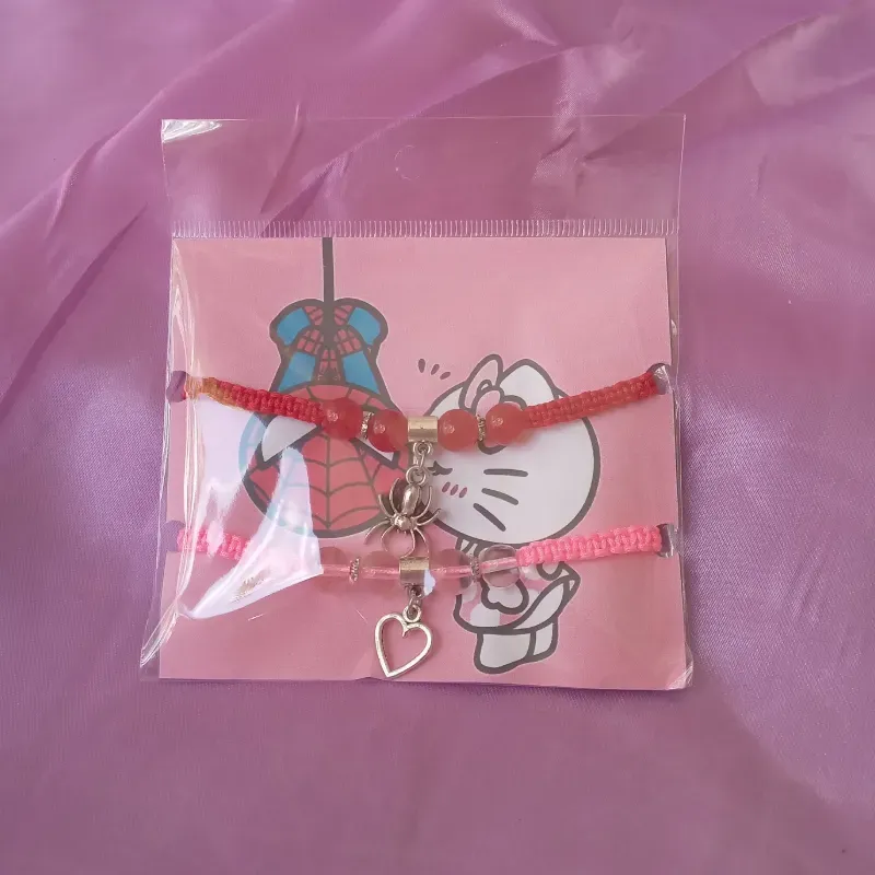 Pulseras tejidas spiderman · hello kitty