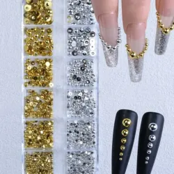 Estuche de Medias Perlas Doradas y Plateada 