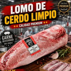 Pieza de Lomo de cerdo envasada al vacío limpia y sin hueso