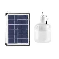 Bombilla LED Solar Recargable USB Doble Bombillos Larga Duración 4H celda solar, 3 Modos Luz, Para Camping, Apagones, Hogar Apta para apagones