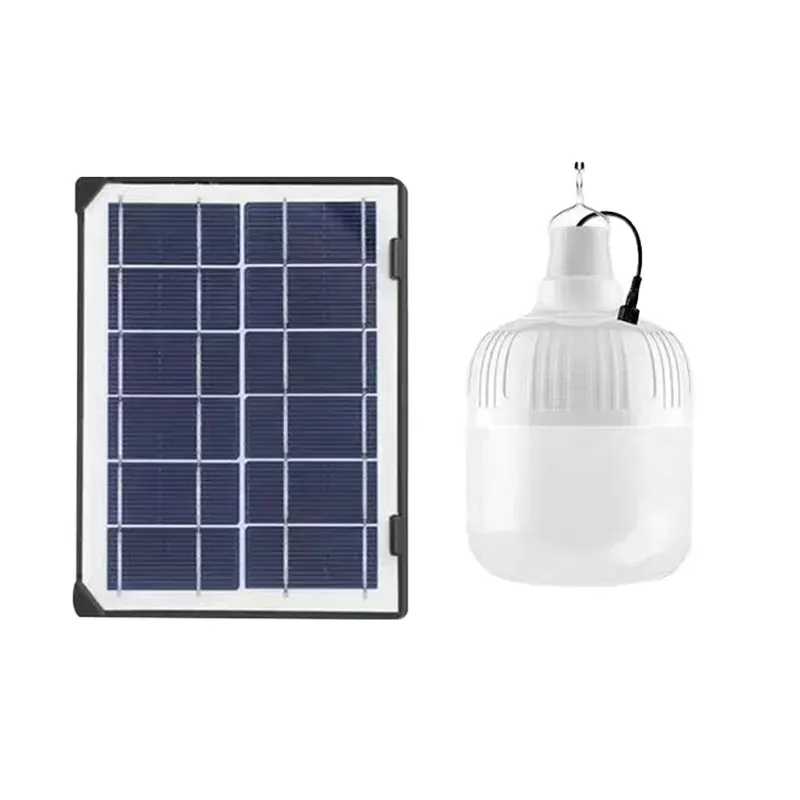 Bombilla LED Solar Recargable USB Doble Bombillos Larga Duración 4H celda solar, 3 Modos Luz, Para Camping, Apagones, Hogar Apta para apagones