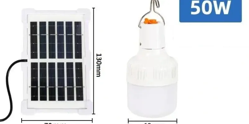 Bombilla LED Solar Recargable USB Larga Duración 4H celda solar, 3 Modos Luz, Para Camping, Apagones, Hogar(50W)