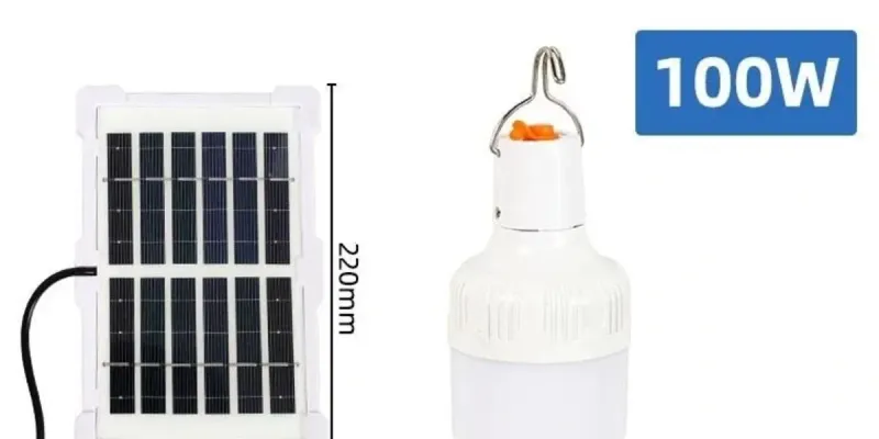 Bombilla LED Solar Recargable USB Larga Duración 4H celda solar, 3 Modos Luz, Para Camping, Apagones, Hogar(100W)