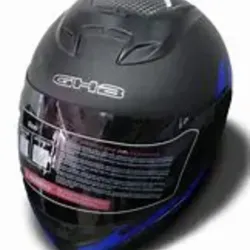 Casco de moto negro y azul