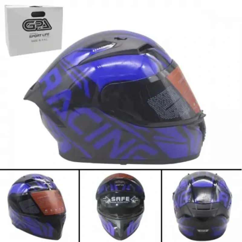 Casco modular negro y azul