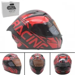 Casco modular negro y rojo