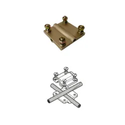 Abrazadera de puesta a tierra en cruz de latón (compatible con conductor de 16mm²)