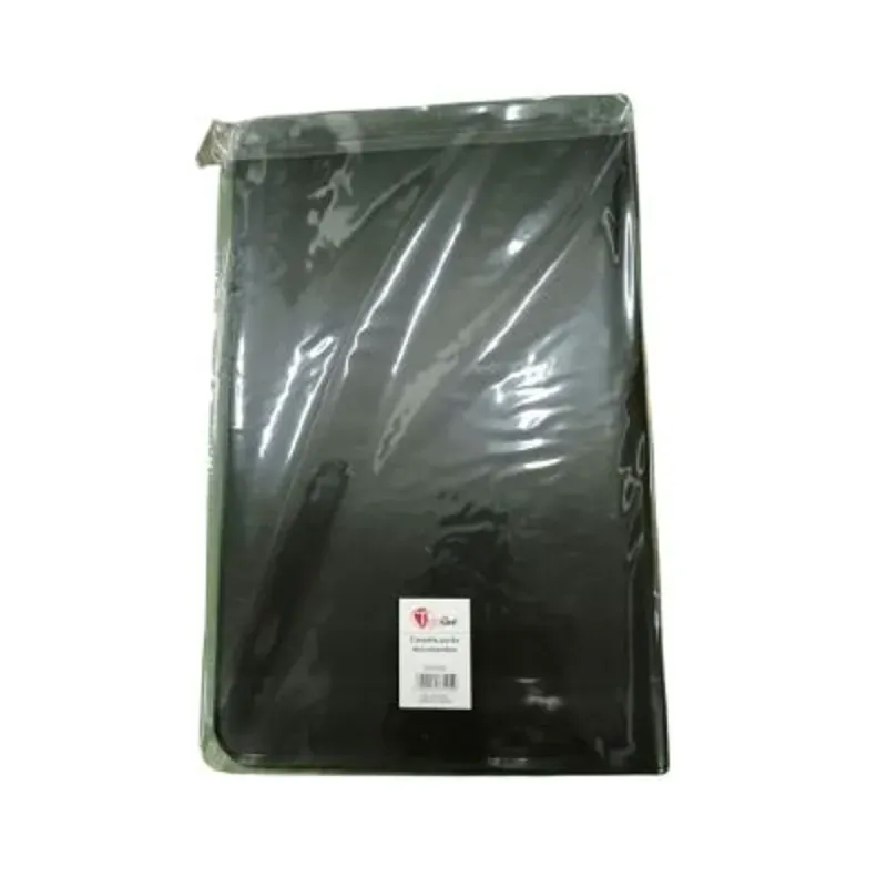 Carpeta para documentos de 36.5x26cm con bloc de notas de 100 hojas integrado con 4 argollas, calculadora y zipper