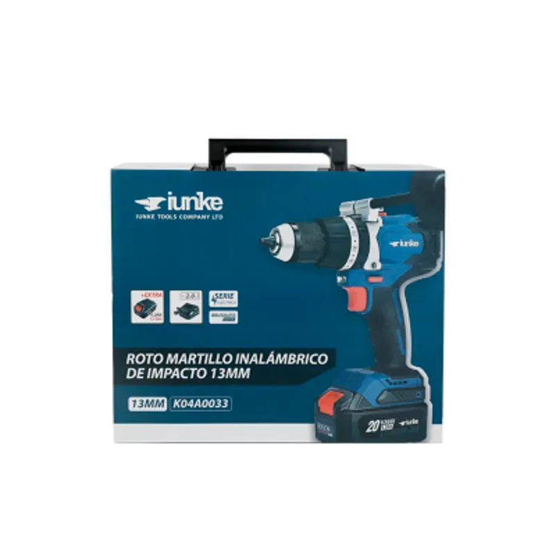 Roto martillo inalambre impacto13mm, batería 20v, 2 baterías li-ion + cargadores