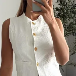 Conjunto brocado botones dorados