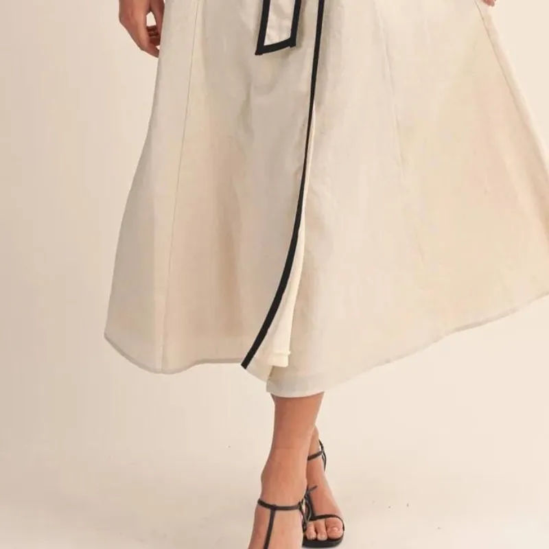Vestido lino beige