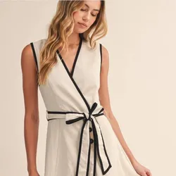 Vestido lino beige