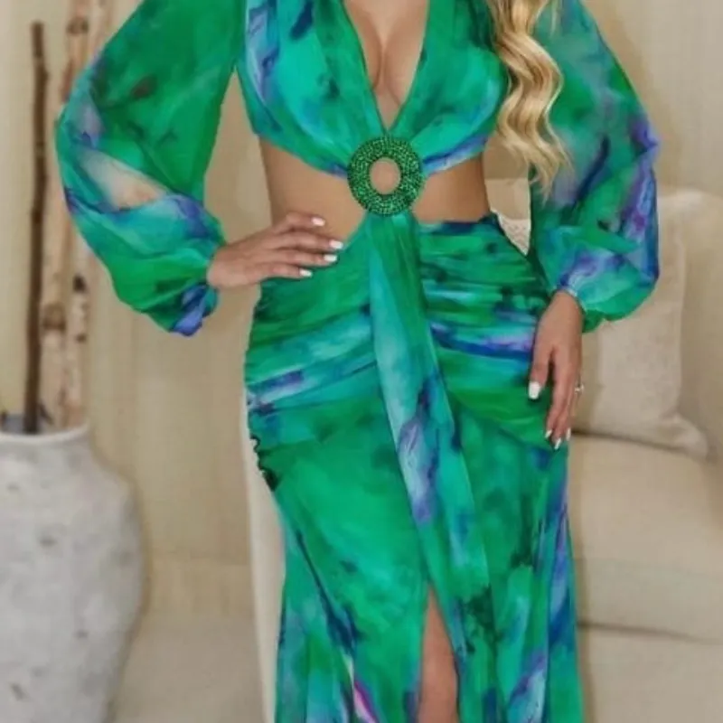 Vestido verde seda Jl