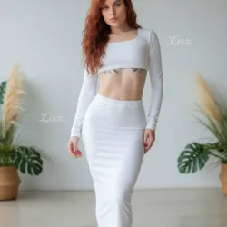 ✨️Conjunto de saya tubular y top mangas largas sencillo✨️