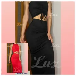 ✨️Conjunto de saya tubular y top tipo camiseta con fruncido central✨️