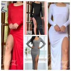 ✨️Vestido largo mangas largas con abertura en una pierna✨️