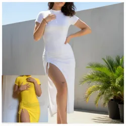 ✨️ Vestido largo pulover con abertura fruncida ✨️
