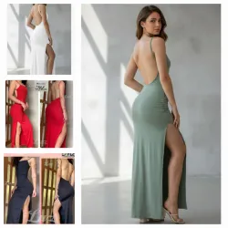 ✨️Vestido tubular largo de espalda abierta✨️