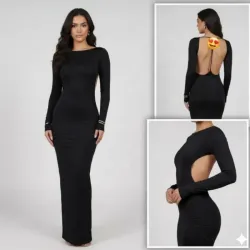 ✨️ Vestido tubular largo de mangas largas con la espalda abierta✨️
