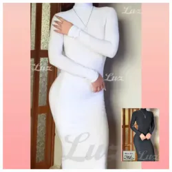 ✨️Vestido tubular largo de mangas largas y cuello tortuga✨️