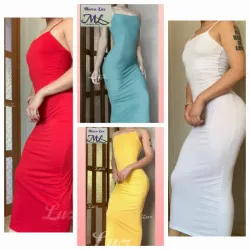 Vestido tubular largo tirantes