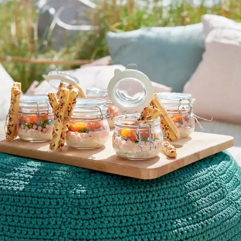 Set de tres potes de cristal con tapa a presión 