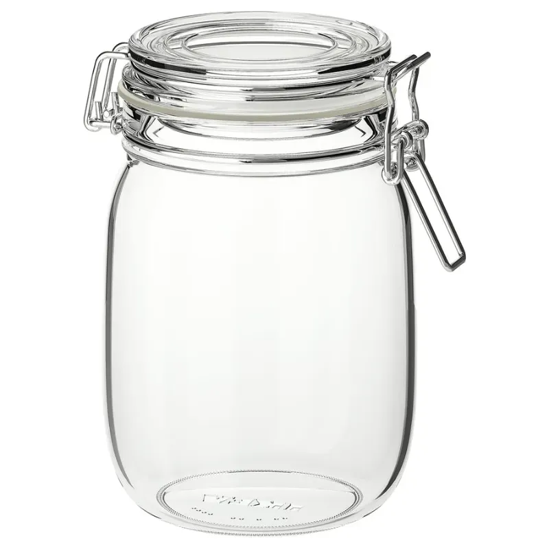 Pote de cristal con tapa a presión 