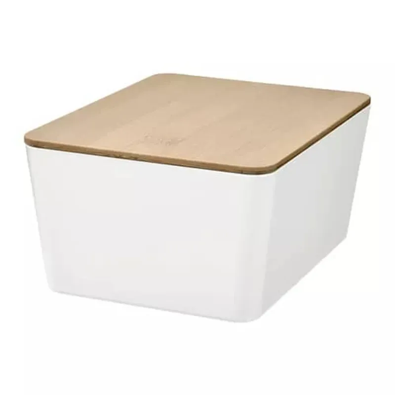Caja organizadora con tapa de bambú 