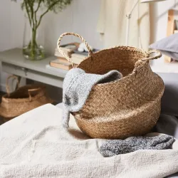 Cesta decorativa de junco marino