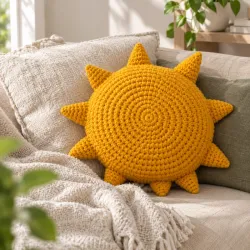 Cojín Sol de crochet