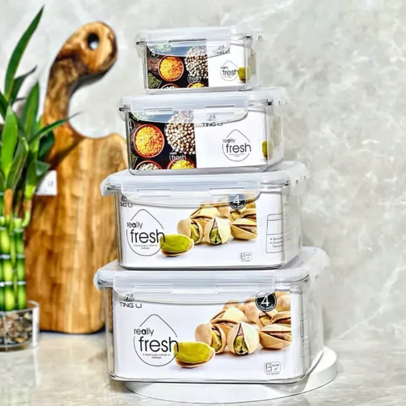 Juego de 4 pozuelos con tapa a presion 