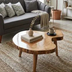 Mesa auxiliar de tronco de madera