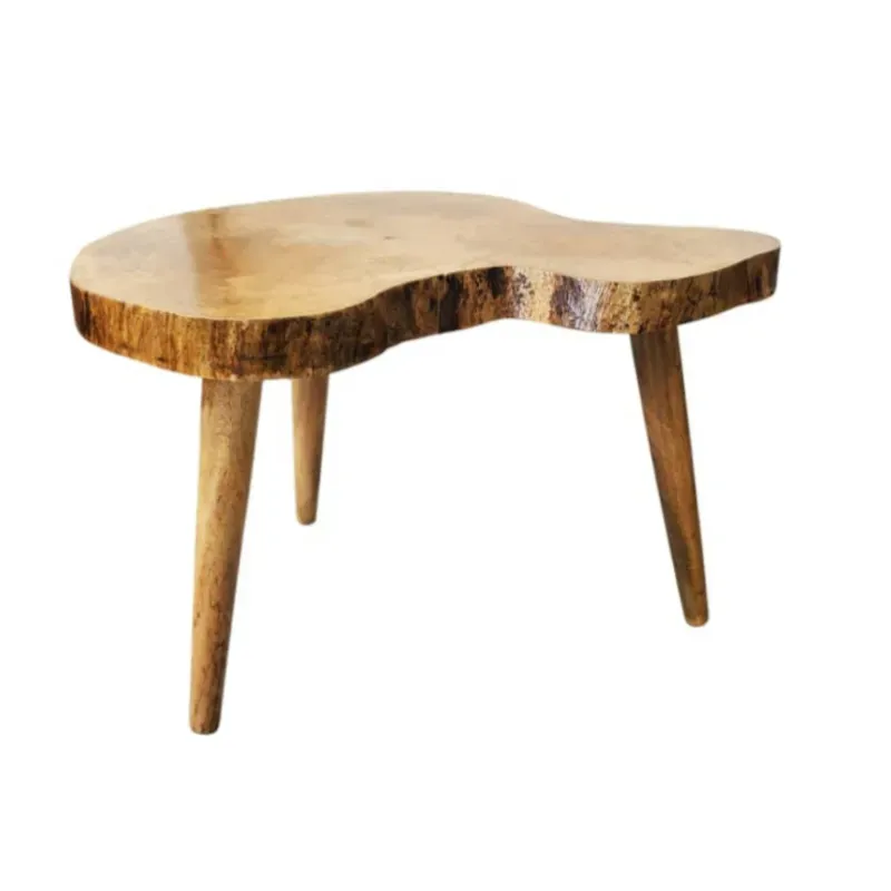 Mesa auxiliar de tronco de madera