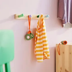 Perchero de madera con 4 ganchos