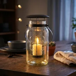 Porta velas de vidrio y acero 