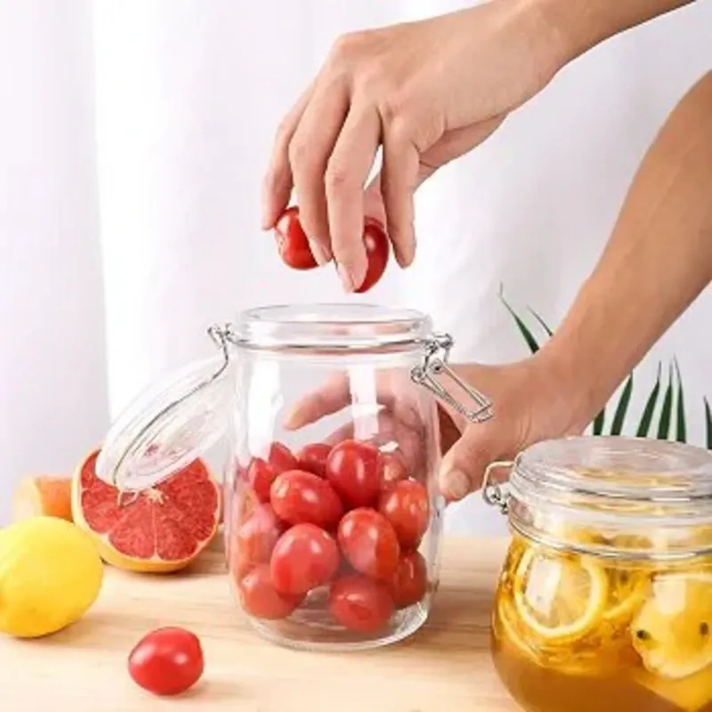 Pote de cristal con tapa a presión 1L