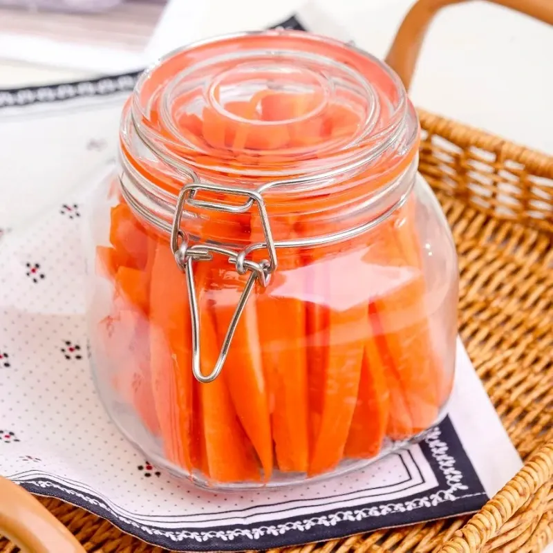 Pote de cristal con tapa a presión