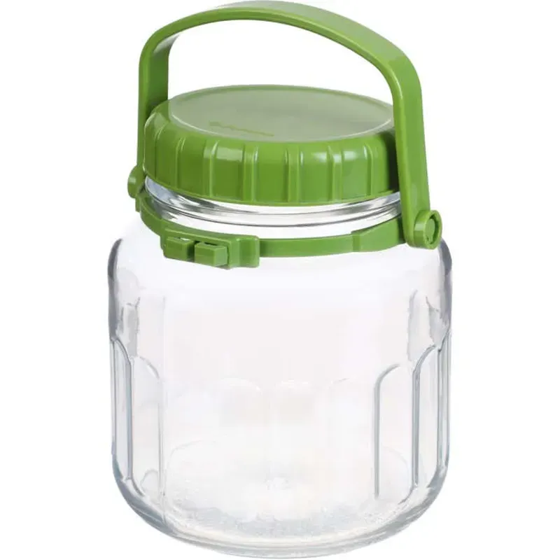 Pote de cristal con tapa y asa