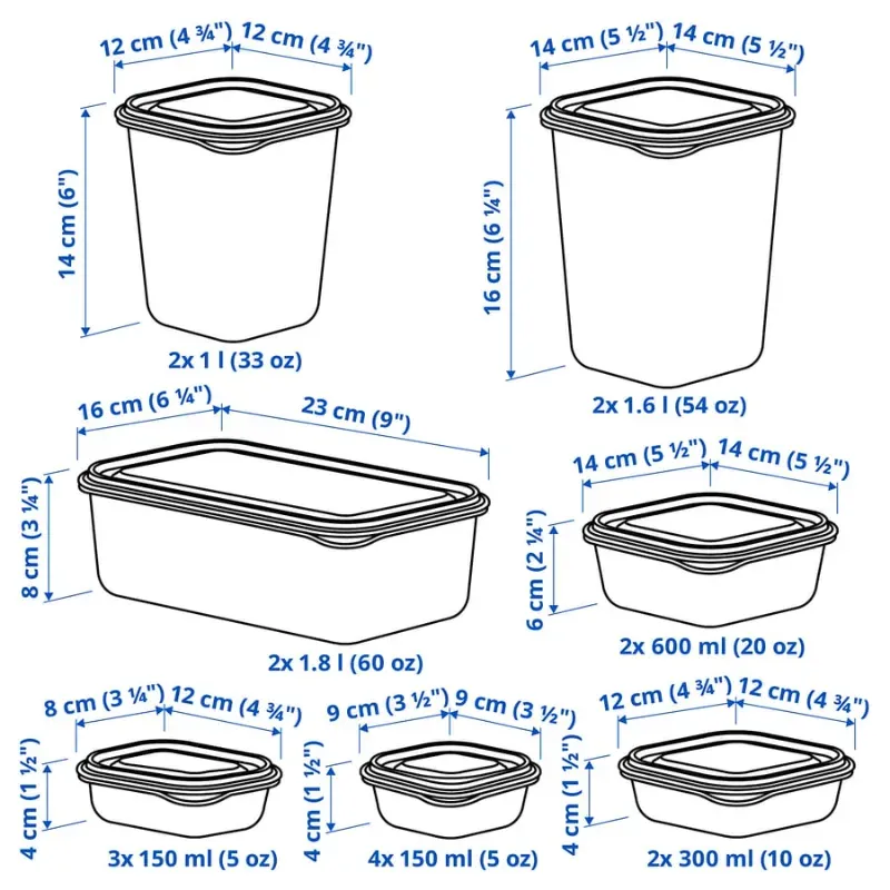 Set de 17 pozuelos para microwave 