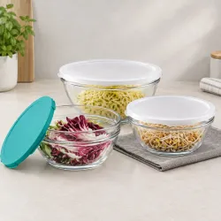 Set de 3 bowl de cristal con tapa