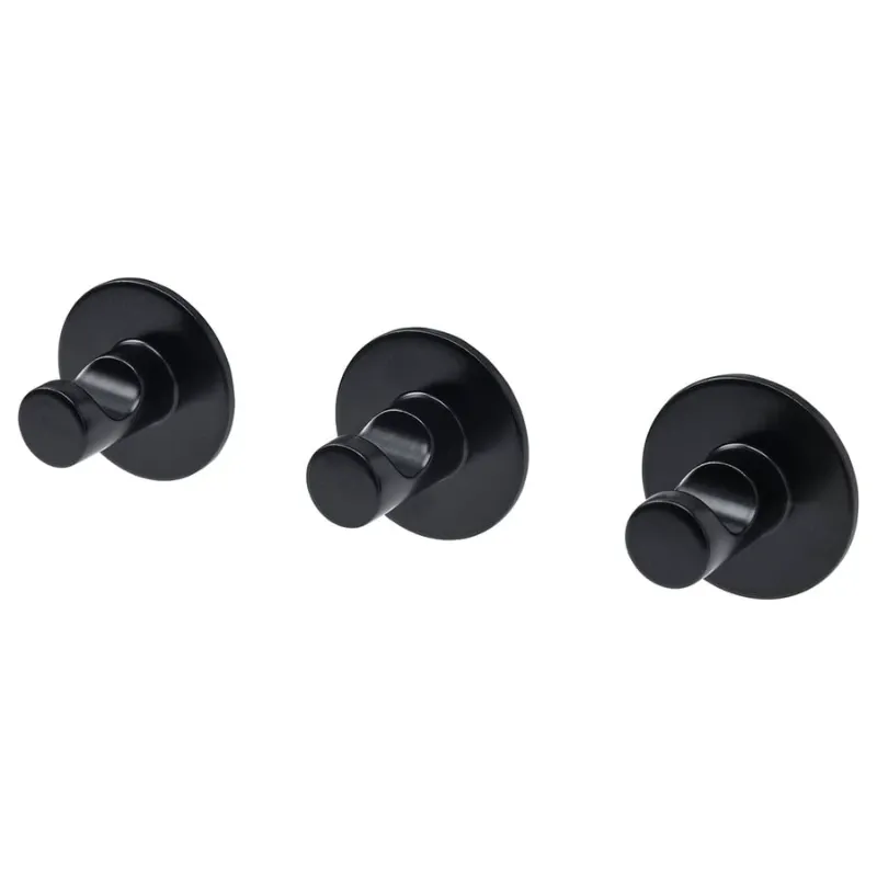 Set de 3 ganchos autoadhesivos negros