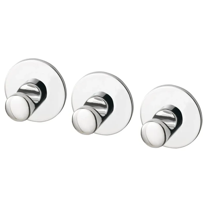 Set de 3 ganchos autoadhesivos cromados