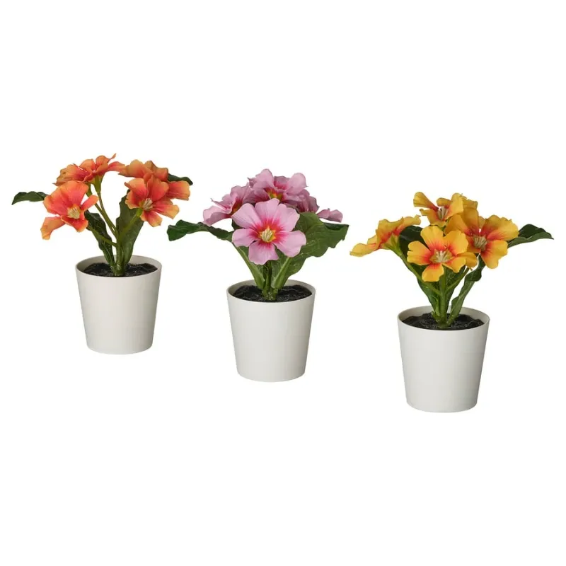 Set de 3 macetas artificiales con flores
