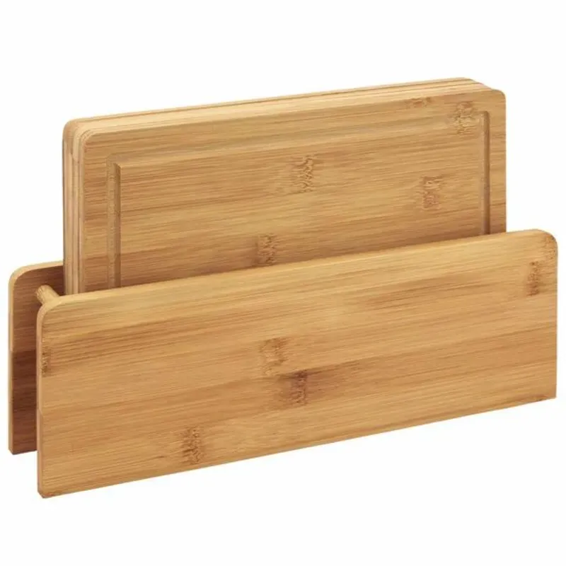 Set de cuatro tablas con soporte de bambú 
