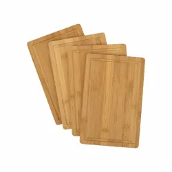 Set de cuatro tablas con soporte de bambú 