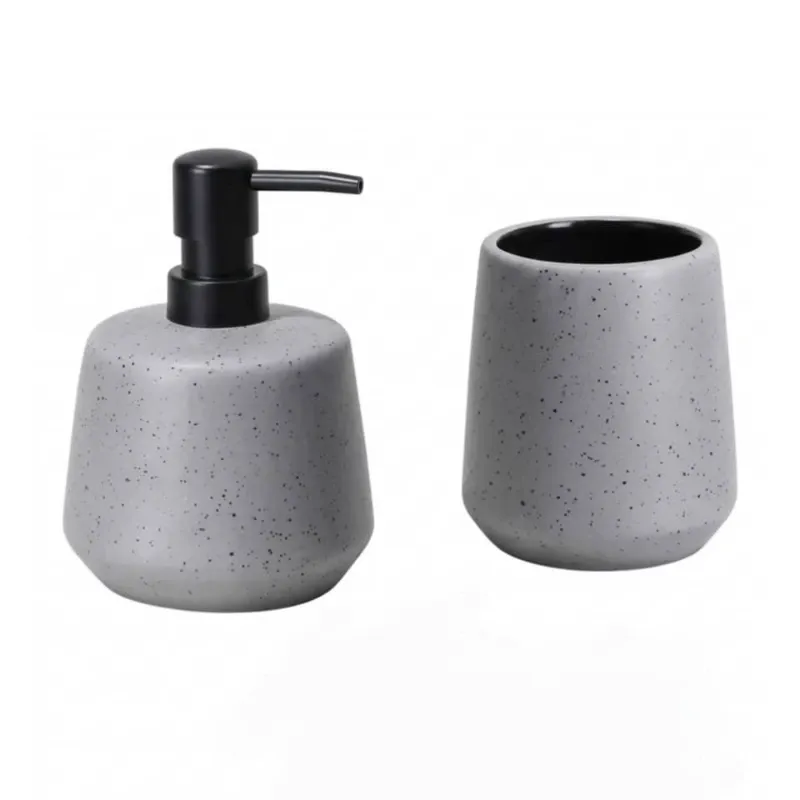 Set de dispensador de jabón y portacepillos de cerámica